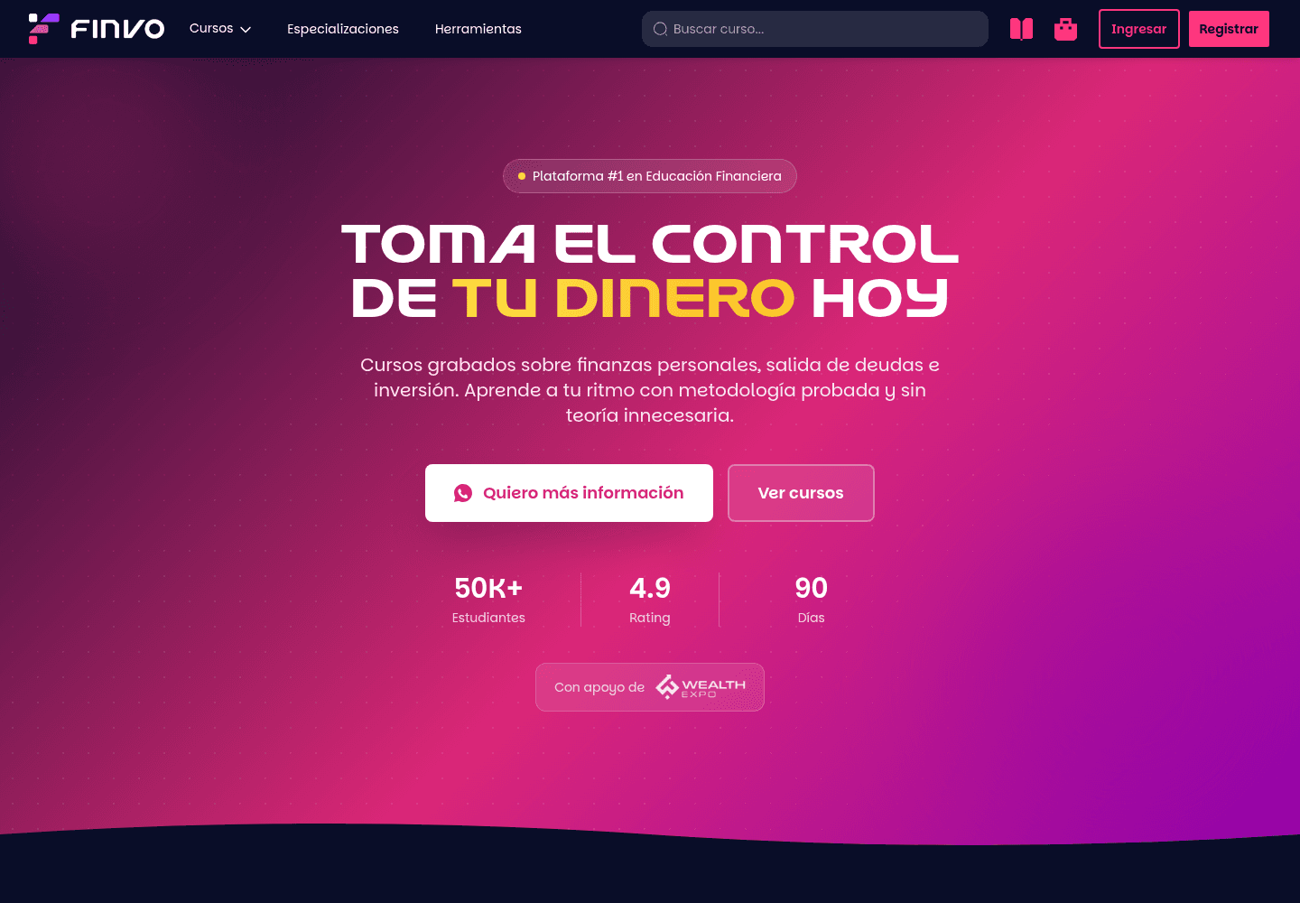 Captura del homepage de Finvo